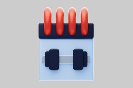 Preview: Dumbbell and red cylinders on light blue background
