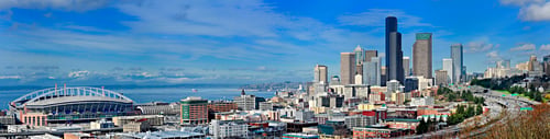 Preview: 55030,Aerial panorama of Seattle city skyline, Washington, United States
