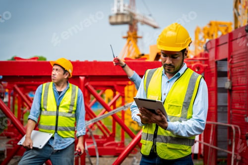 Preview: Three men in construction gear are talking to each other