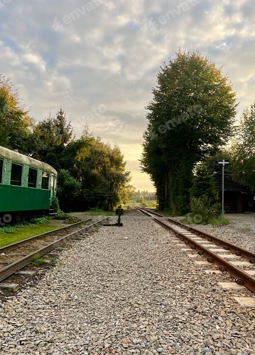 Preview: Abandoned train station at sunset in Bachorz, Podcapackie, Poland