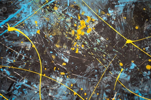 Preview: Black Wall with blue and yellow paint splashes
