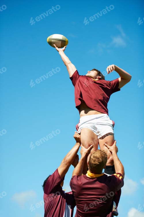 Preview: Capturing an epic moment. Shot of a young rugby player catching the ball during a lineout.