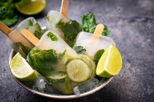 Preview: Mojito cocktail popsicle with mint, lime and rum