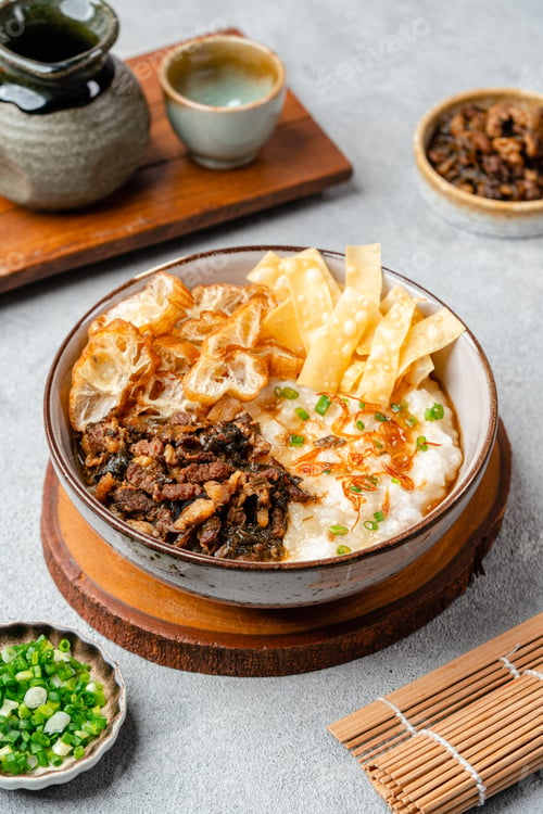 Preview: Rice porridge or congee with minced pork