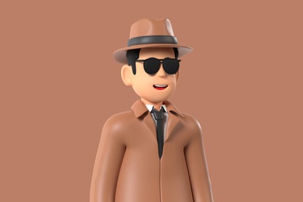 Preview: Cartoon Man in Brown Fedora, Coat, and Tie