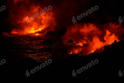 Preview: Smoke from molten lava at night