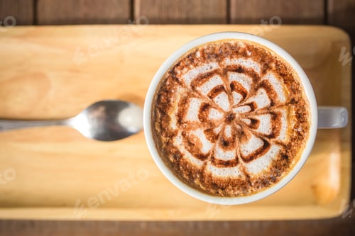 Preview: Latte Coffee art on the wooden desk