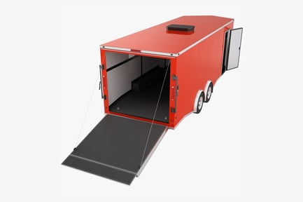 Preview: Cargo Car Hauler: Enclosed Red Trailer with Ramp