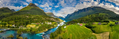 Preview: Panorama lovatnet lake Beautiful Nature Norway.
