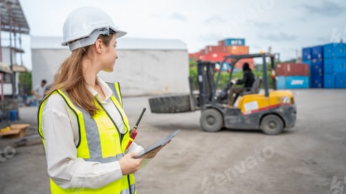 Preview: Quality Insurance Manager Claim Wheel of Big Forklift during forklift carry Big Wheel at Maintenance