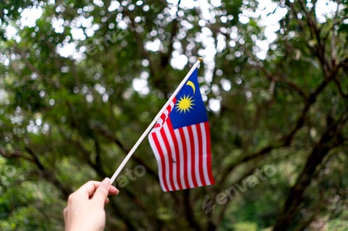 Preview: Waving Flag in Verdant Outdoor Setting