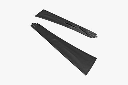 Preview: Black leather gloves with ribbed cuffs and detailed accents