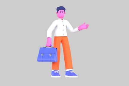 Preview: Cartoon businessman with blue briefcase