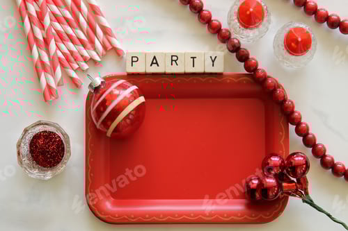 Visualização: Decorações de festa com tema de Natal vermelho