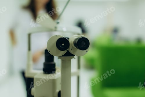 Preview: Slit lamp performing eye exam in ophthalmology clinic