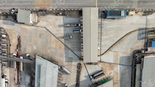 Preview: Aerial view of industrial oil storage tank farm and distribution terminal with tanker truck