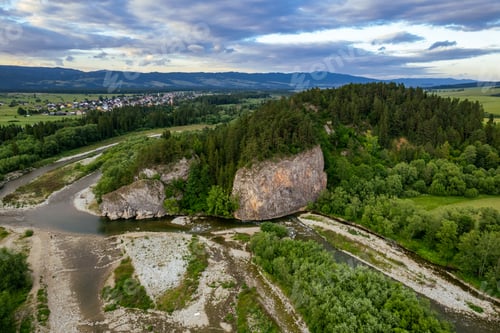 Preview: Przelom Bialki natural reserve in Podhale, Poland. Aerial Drone view