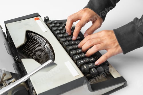 Preview: Old Thai traditional typewriter. Classic vintage antique manual typing machine isolated