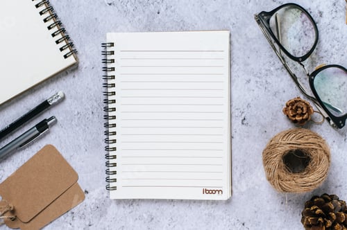 Preview: stationary set top view with clear notepad