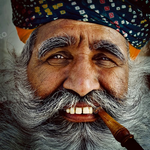 Preview: India Man Smoking a Pipe Concept