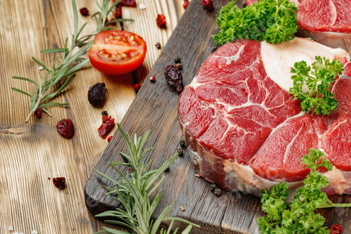 Preview: Raw meat slice for grill with seasoning