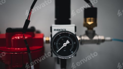 Preview: Close up Pressure gauge for measuring instruments for pressure control.