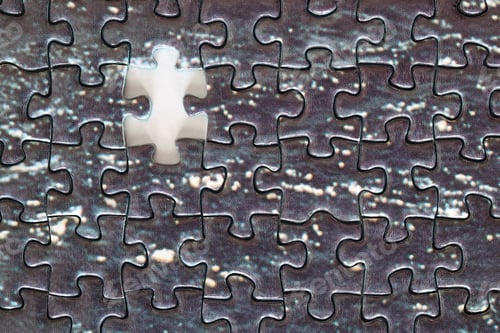 Preview: Jigsaw pieces detail. Unfinished puzzle. Brainstorming idea