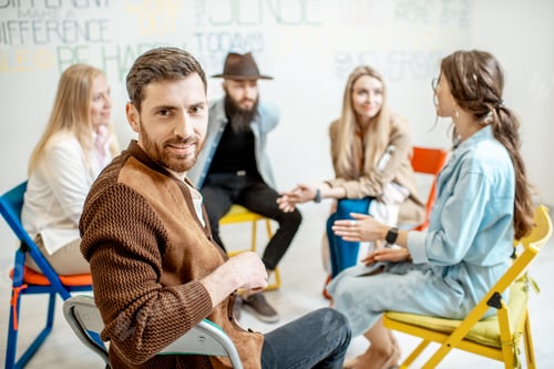 Preview: Group of people during the psychological therapy indoors