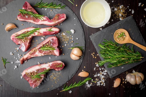 Preview: Raw Lamb Chops with Rosemary and Spices