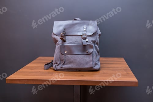 Preview: Canvas backpack on wood table