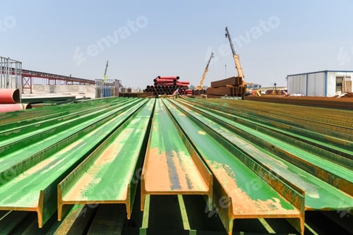 Preview: steel i-beam on bridge construction site