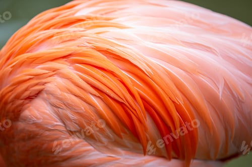 Preview: Closeup shot of pink feathers of a flamingo in a zoo