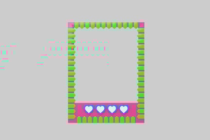 Preview: Pink and green border with hearts