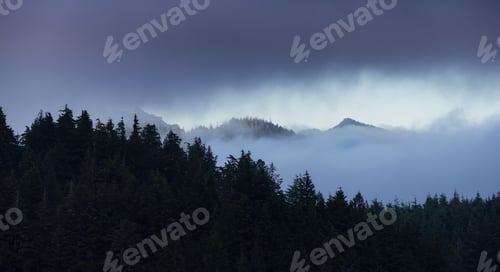 Preview: Tofino, Vancouver Island, British Columbia, Canada. View of Canadian Mountain Landscape