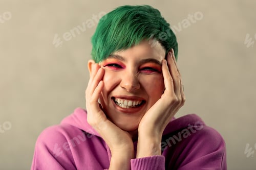 Preview: Facial Expression. Portrait Of A Beautiful Emotional Woman While Being In A Good Mood