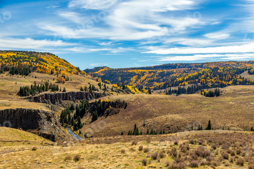 Preview: Beautiful Mountain Scenery With Streams, Valleys, And Color Changing Trees Along A Train Route From