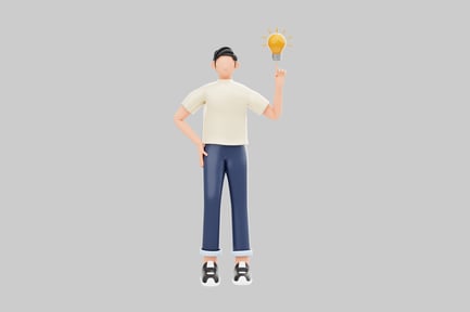 Preview: Cartoon man with lightbulb idea