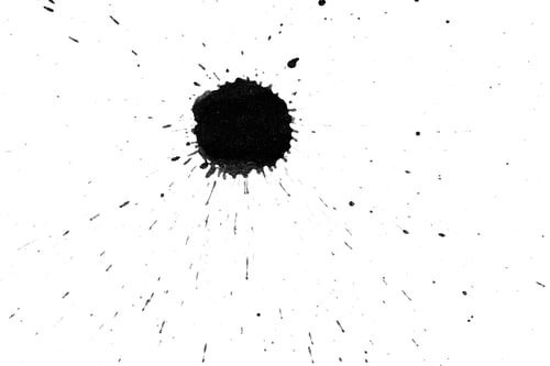 Preview: Splashes Black Ink On White Watercolor Paper. Monochrome Image