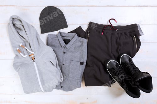 Preview: Overhead view of woman's casual outfits