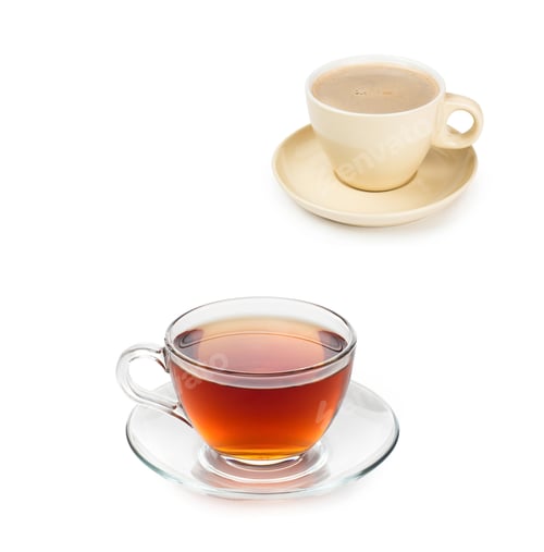 Preview: small white cup of cappuccino coffee with tea