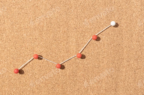 Preview: Minimalist up chart made of pushpins pinned on cork board