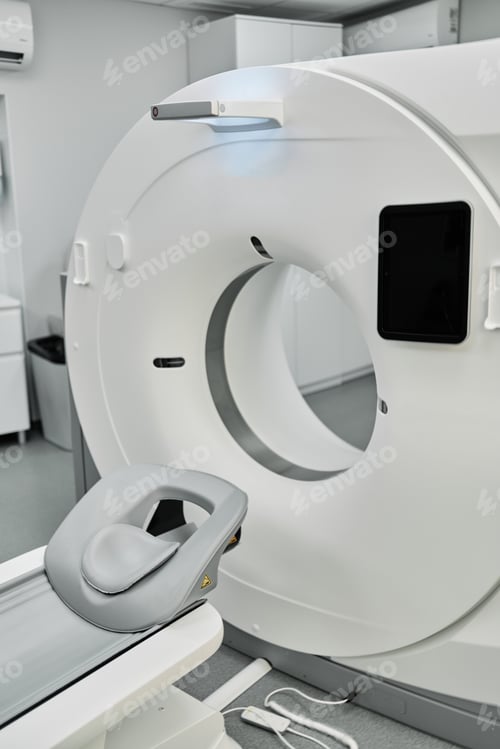 Preview: MRI - Magnetic resonance imaging scan device. MRI scaner room