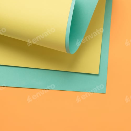 Preview: beautiful creative background with yellow, green and orange colored paper