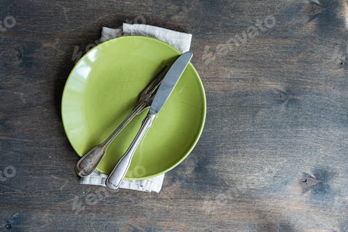 Preview: Dinner set on the wooden table