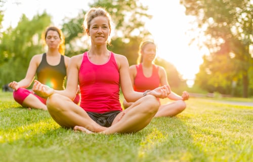 Preview: Women Meditating Outdoors in Peaceful Sunlight