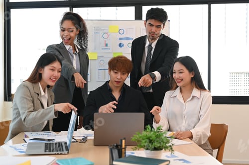 Preview: Start up business team sharing ideas business strategy, collaborating on new project.