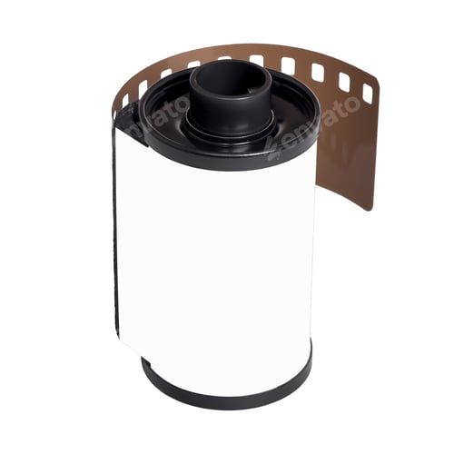 Preview: 35mm photo film roll with blank label isolated