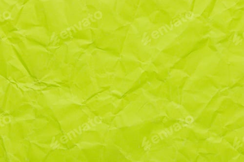 Visualização: Textura abstrata de cor limão ácida de papel amassado, fundo vazio com rugas para sobreposição