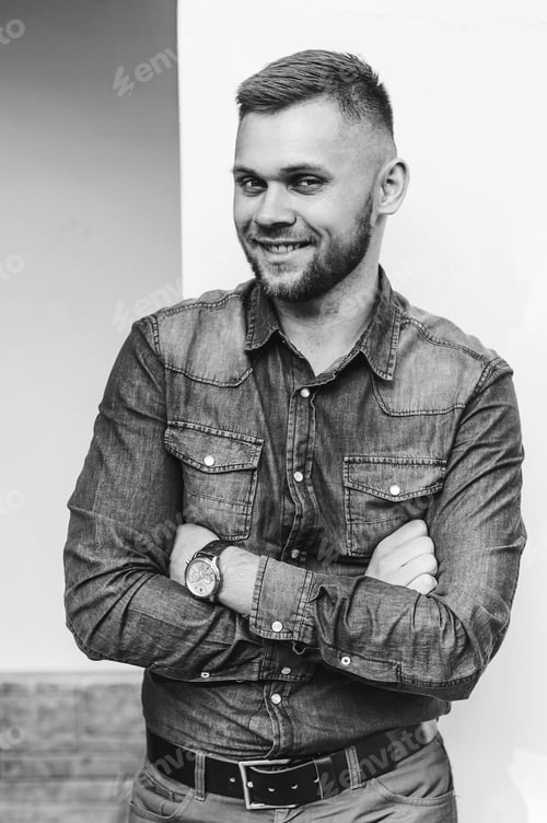 Preview: portrait of a Young man in a shirt and trousers