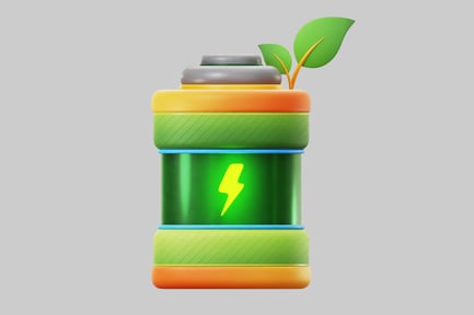 Preview: Green tech battery with leaves